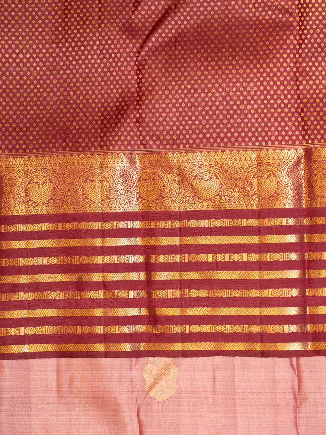 Rouge Pink and Maroon Pure Kanchipuram Silk Saree