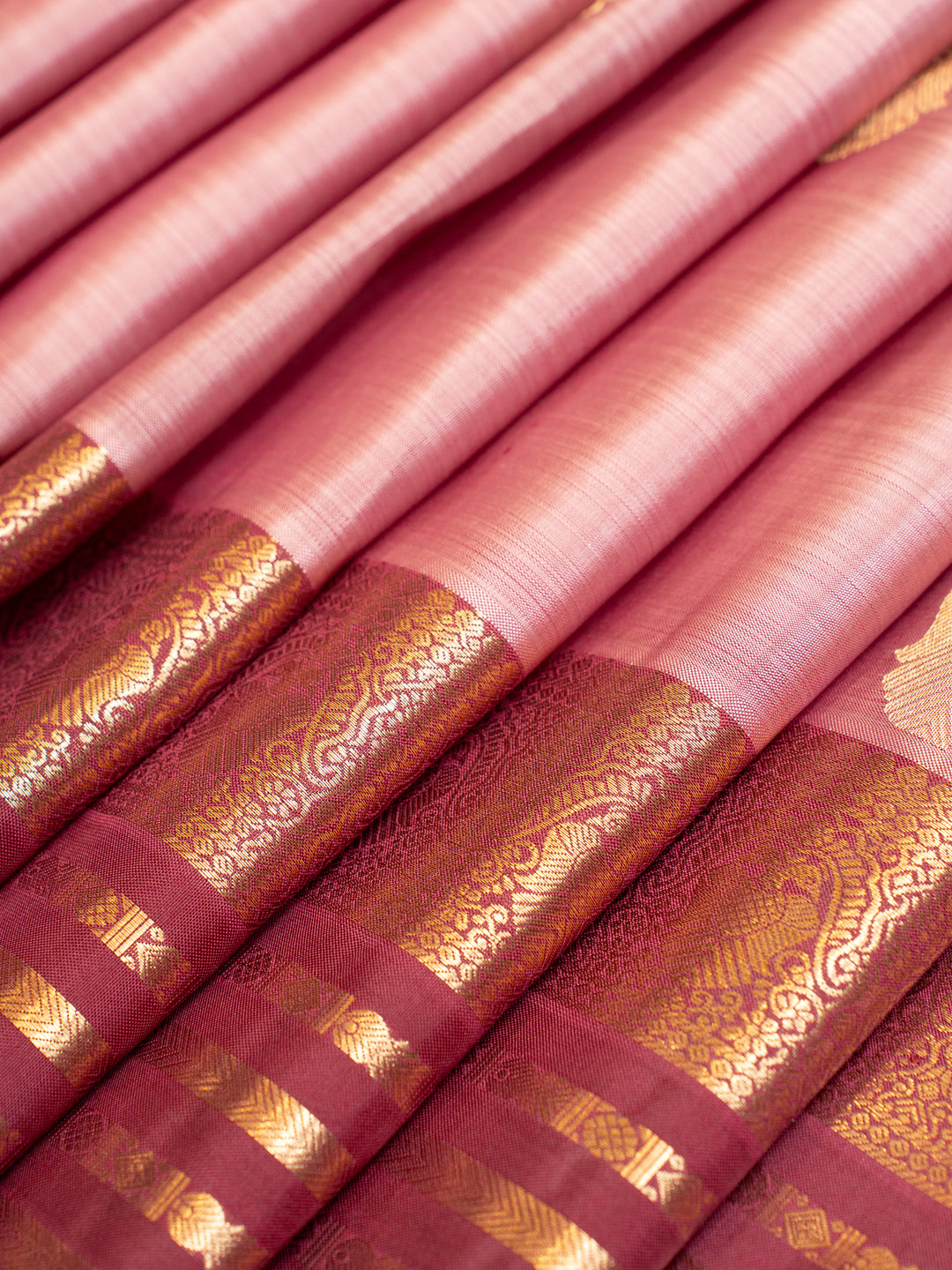 Rouge Pink and Maroon Pure Kanchipuram Silk Saree