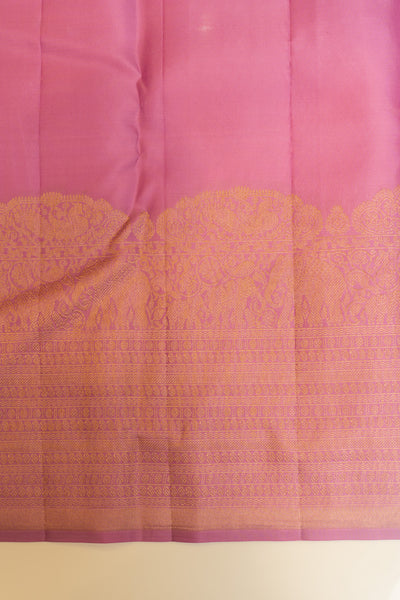 Lilac pink turning border pure Kanchipuram silk saree