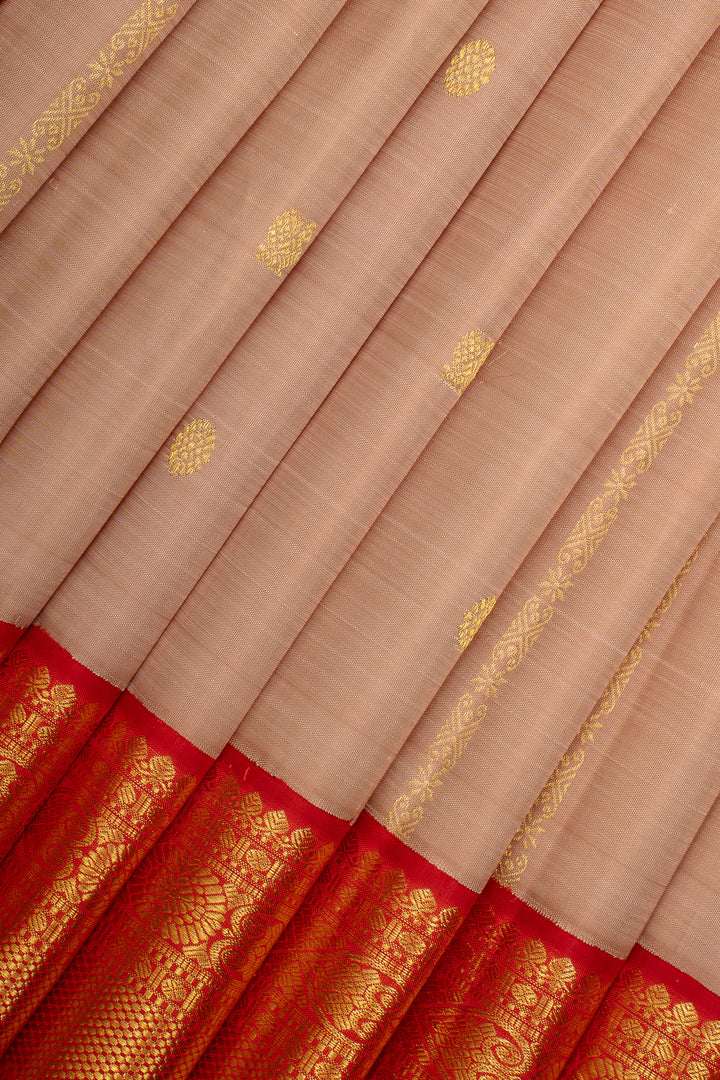 Beige Ganga Jamuna Pure Kanchipuram Silk Saree