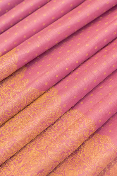 Lilac pink turning border pure Kanchipuram silk saree