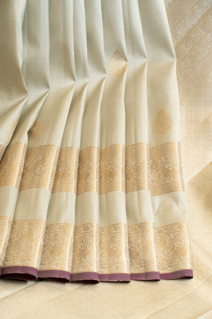 Tea green rettai pettu pure Kanchipuram silk saree