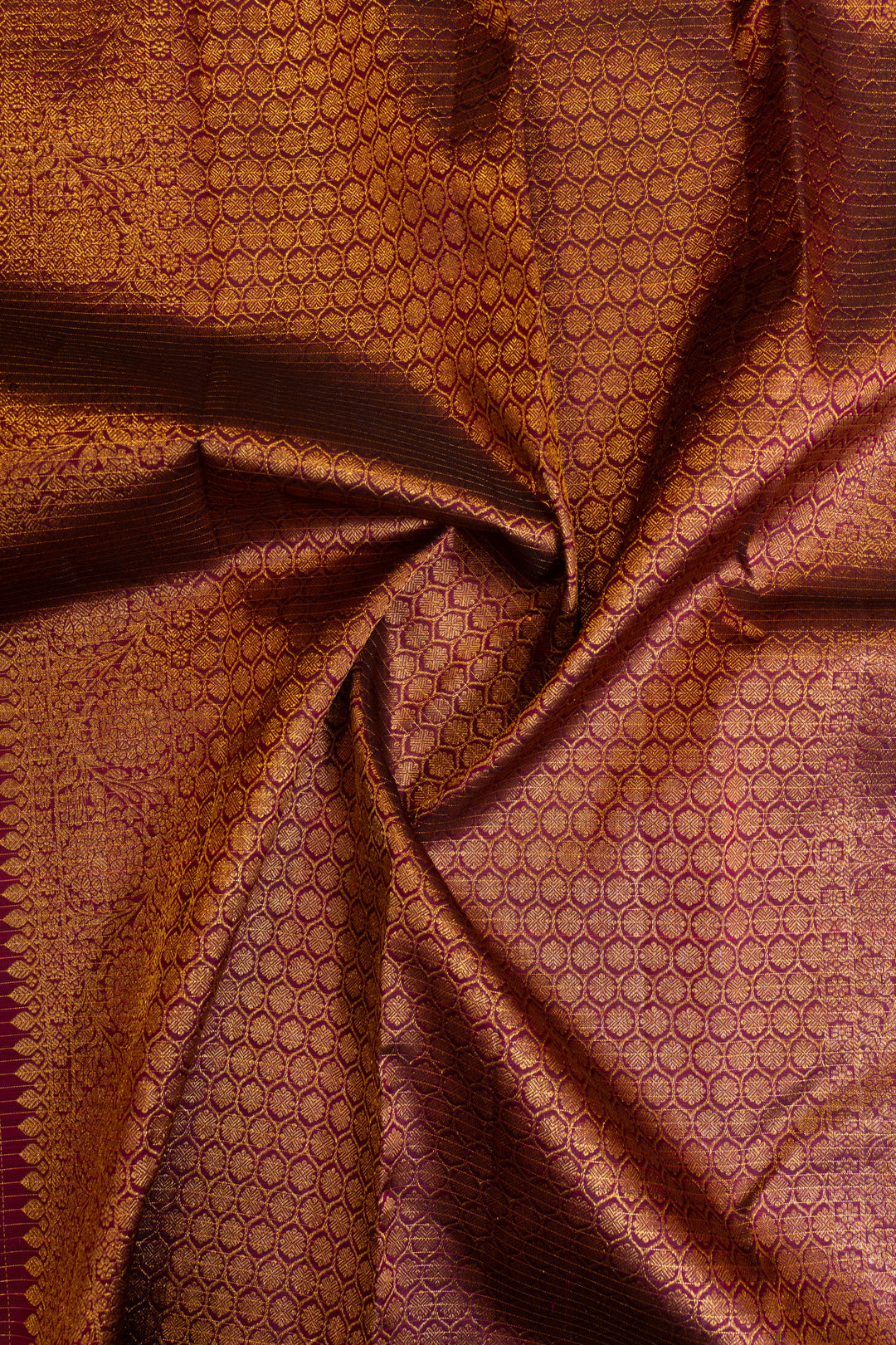 Purple vairaoosi checks and motifs pure Kanchipuram silk saree