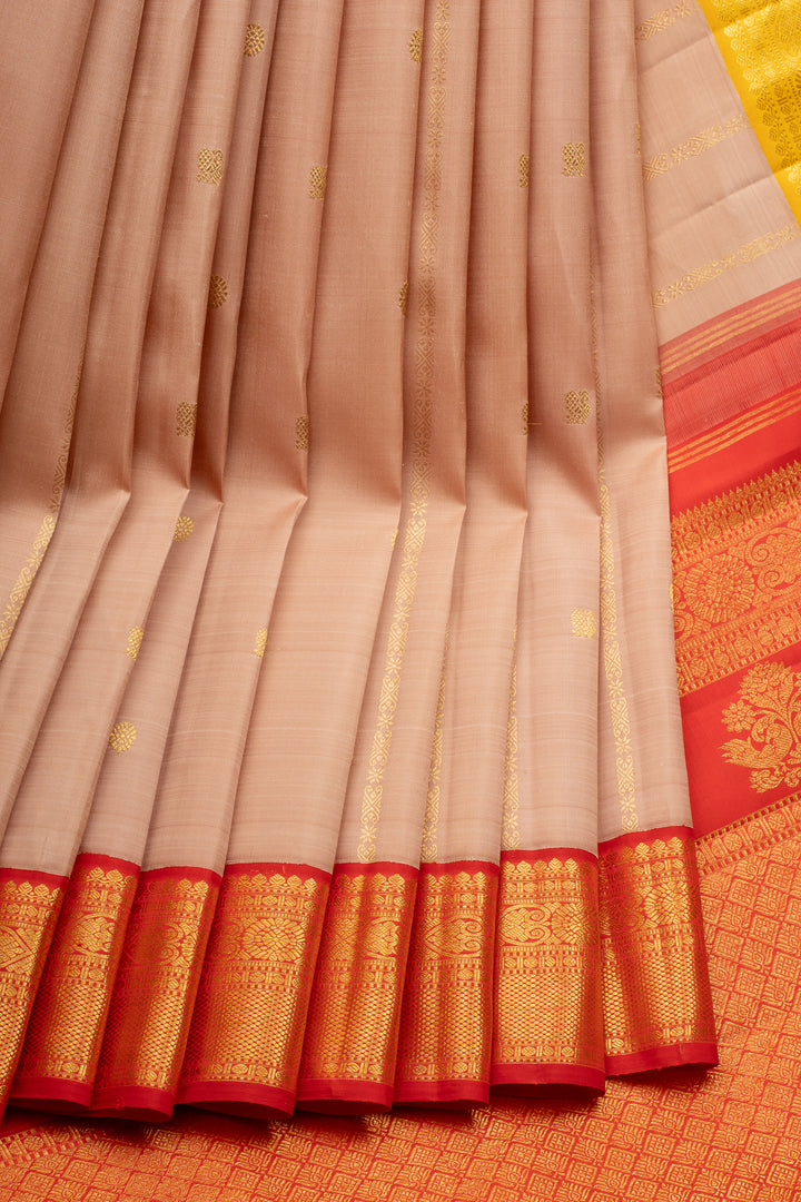 Beige Ganga Jamuna Pure Kanchipuram Silk Saree