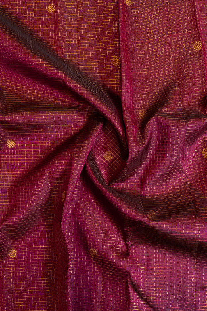 Purple vairaoosi checks and motifs pure Kanchipuram silk saree