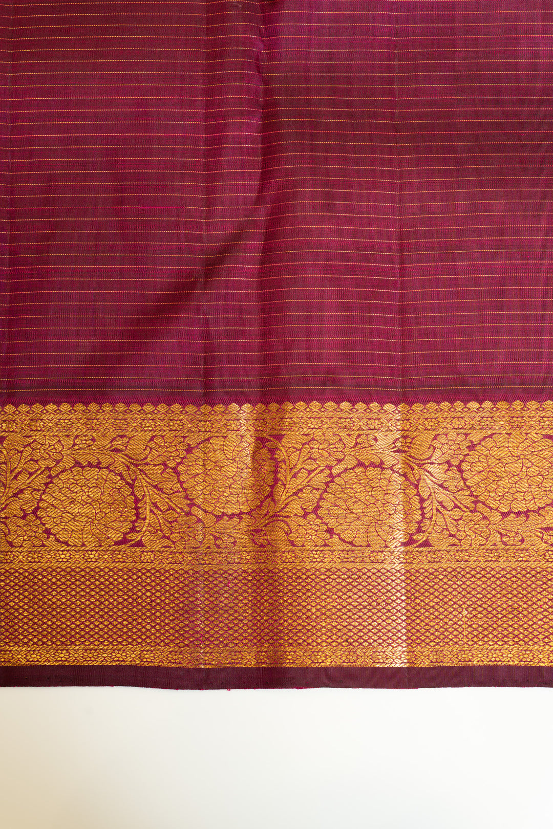 Purple vairaoosi checks and motifs pure Kanchipuram silk saree
