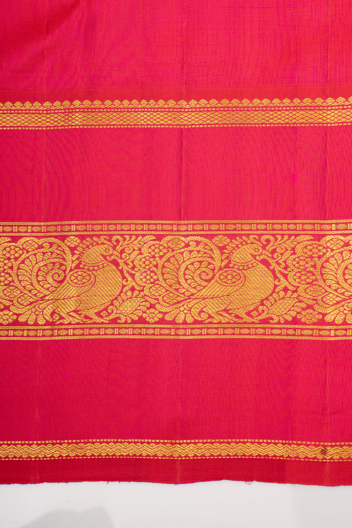 Pearl White Ganga Jamuna Pure Kanchipuram Silk Saree