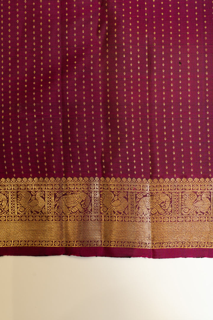 Dark blue zari checks pure Kanchipuram silk saree