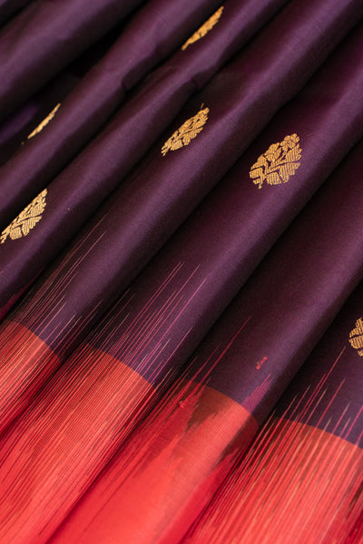 Purple and peach tie and dye pure soft silk saree