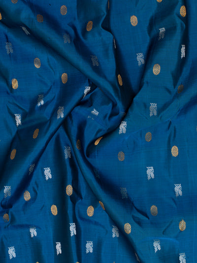 Peacock blue big border pure Gadwal silk saree