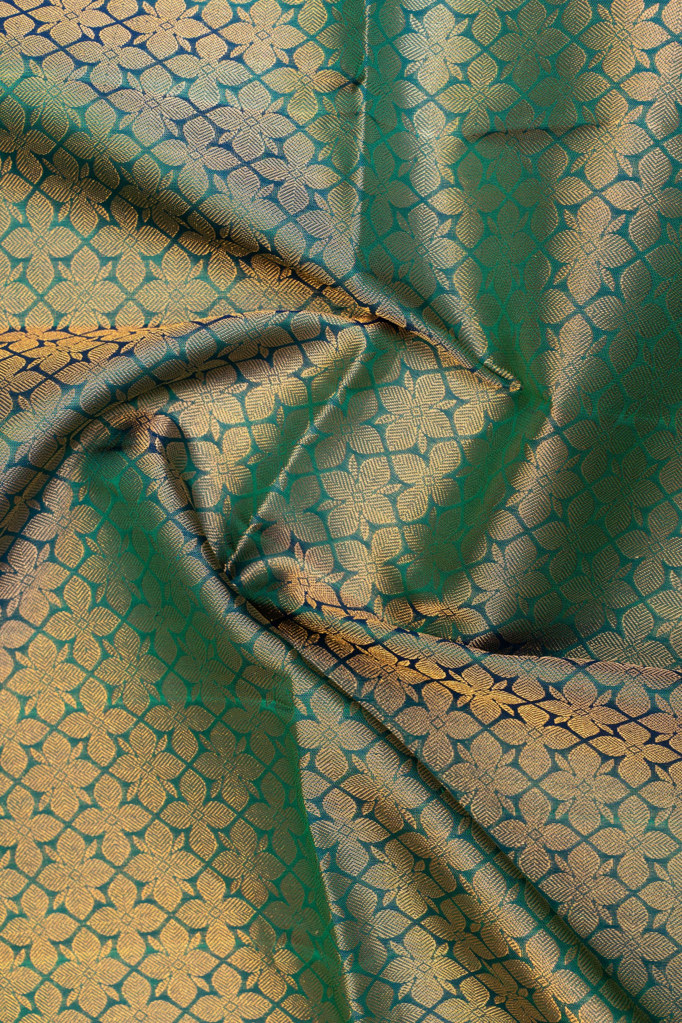 Beige and peacock blue serpentine stripes pure soft silk saree