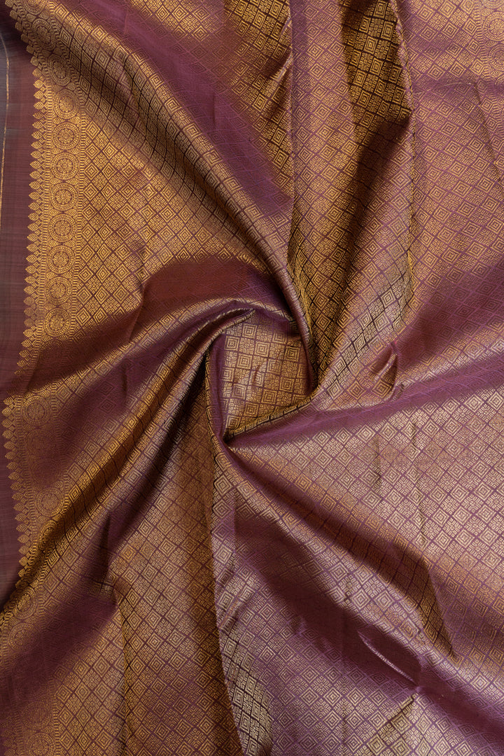 Heather purple Zari checks pure Kanchipuram silk saree