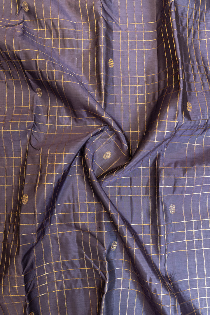 Heather purple Zari checks pure Kanchipuram silk saree