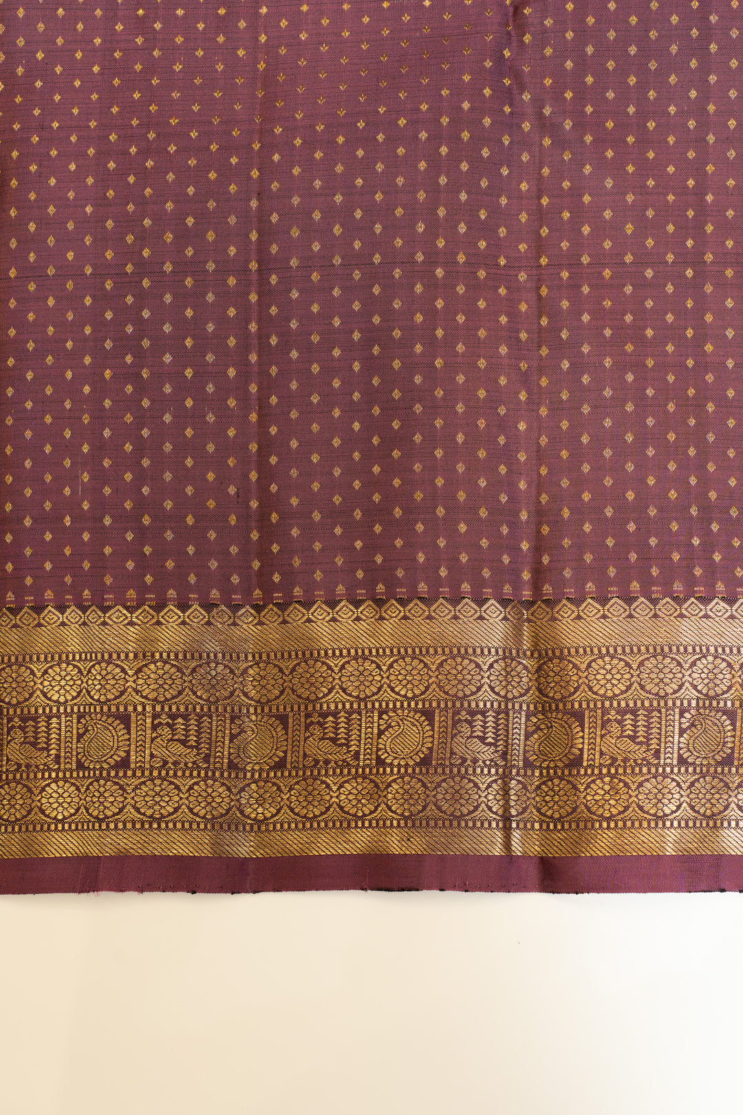 Heather purple Zari checks pure Kanchipuram silk saree