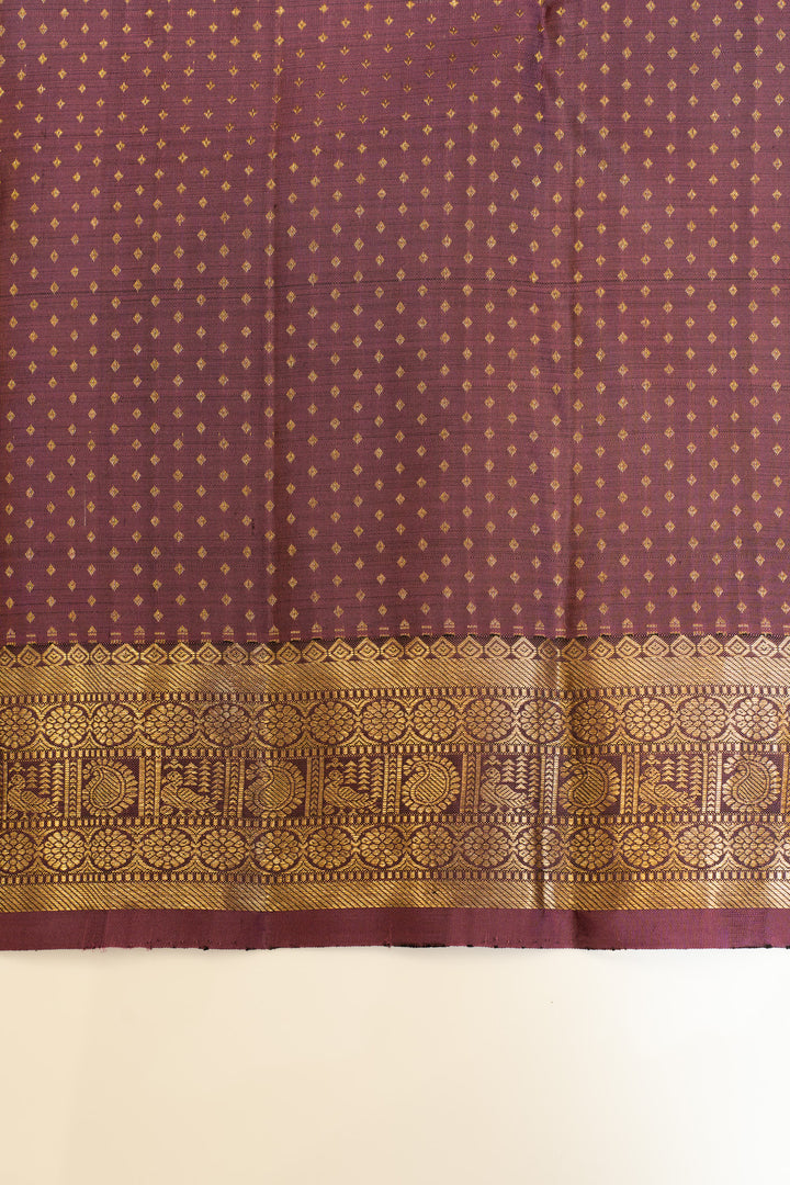 Heather purple Zari checks pure Kanchipuram silk saree