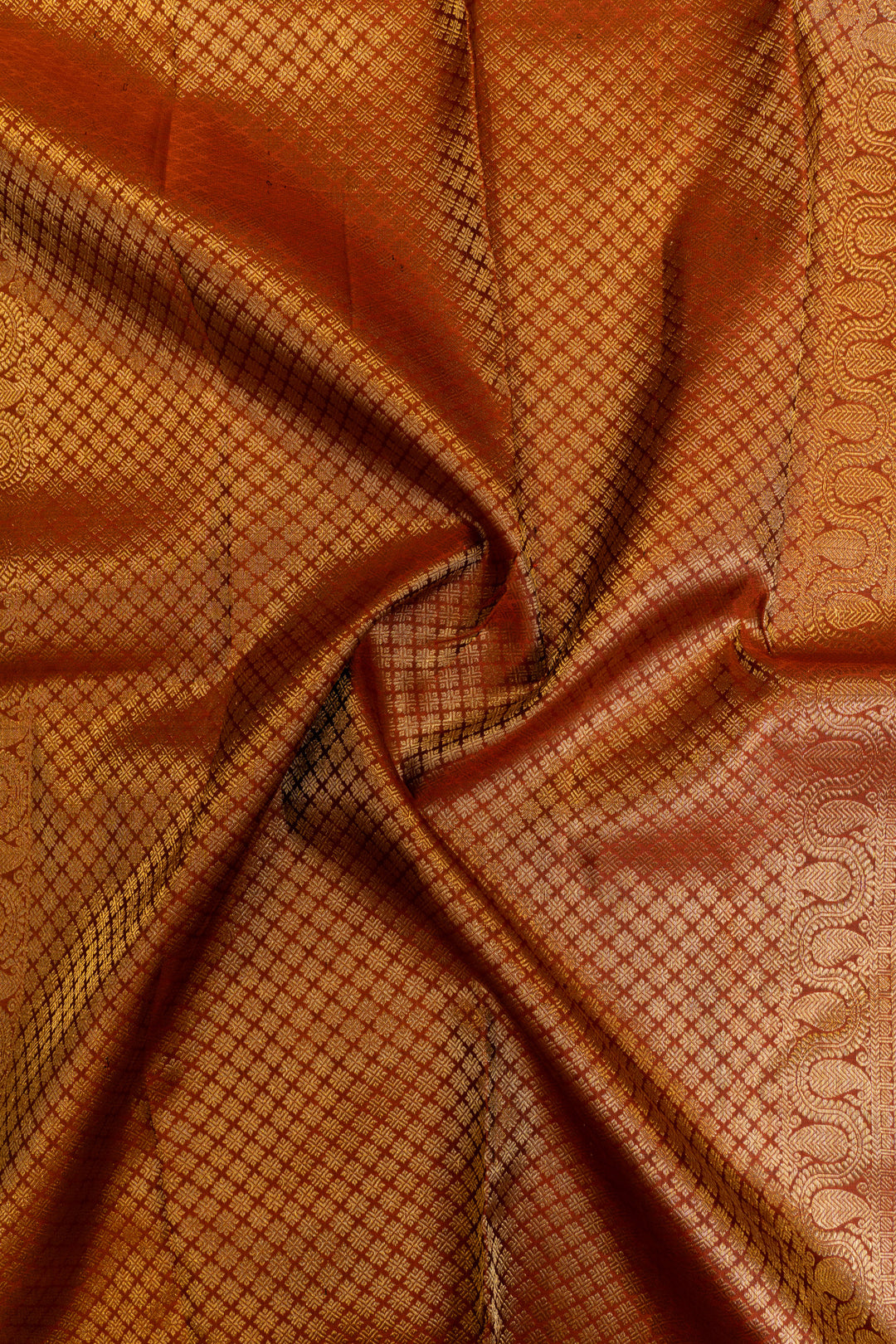 Viridian green zari checks pure Kanchipuram silk saree