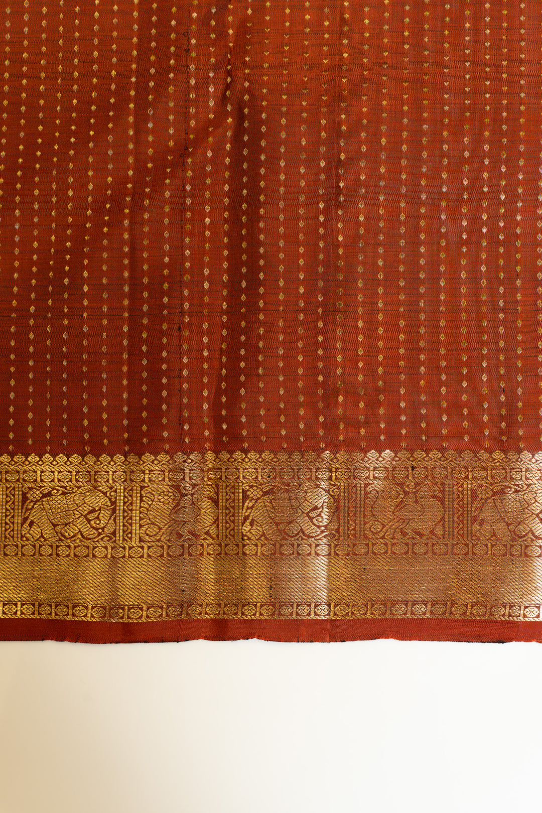 Viridian green zari checks pure Kanchipuram silk saree