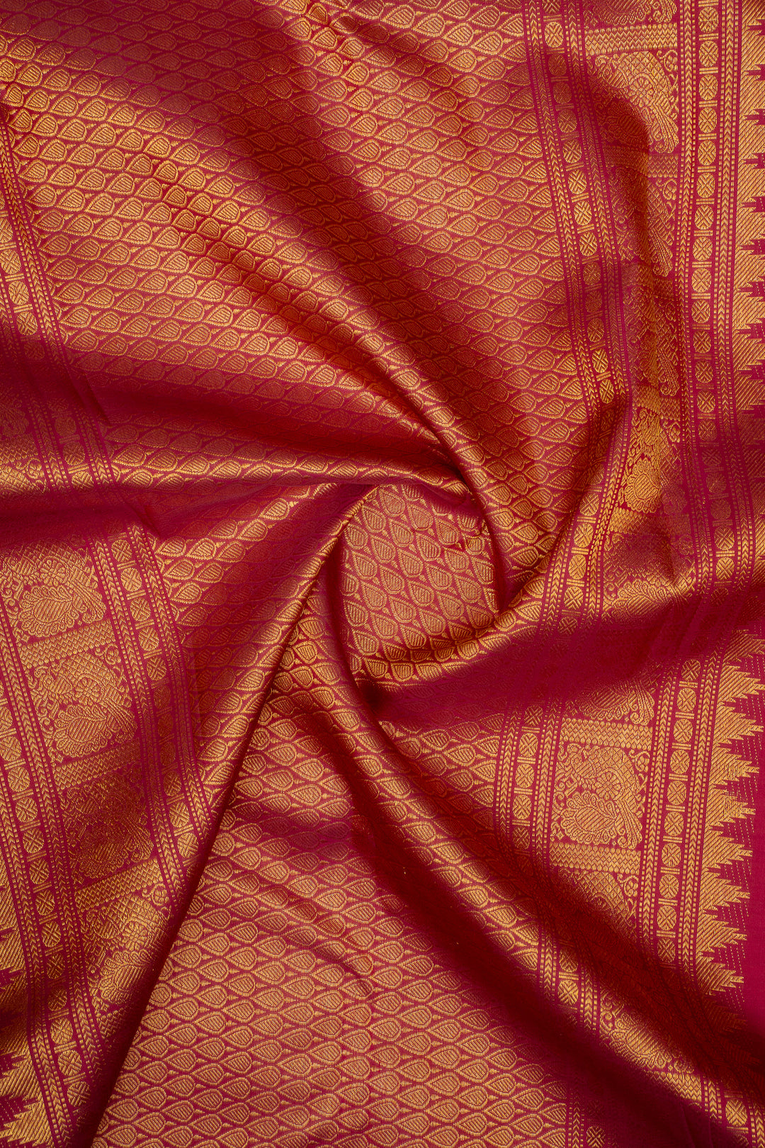 Yellow and Green Podikattam Pure Kanchipuram Silk Saree