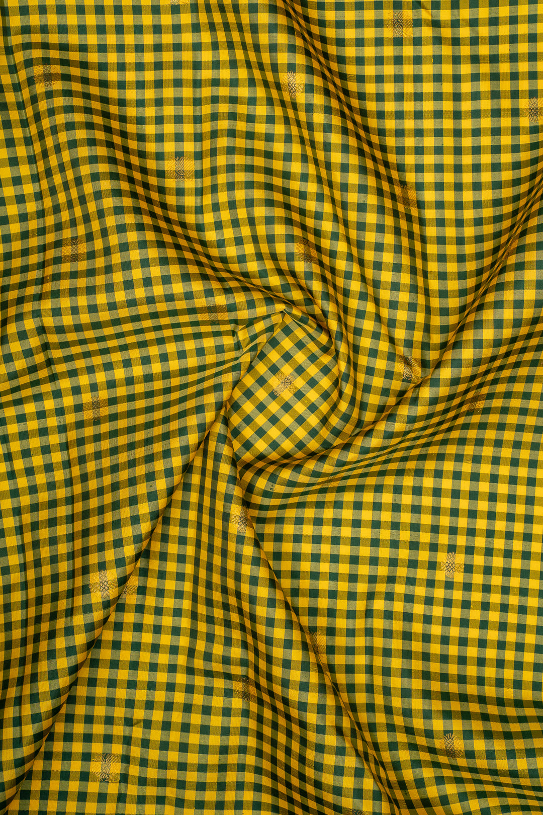 Yellow and Green Podikattam Pure Kanchipuram Silk Saree