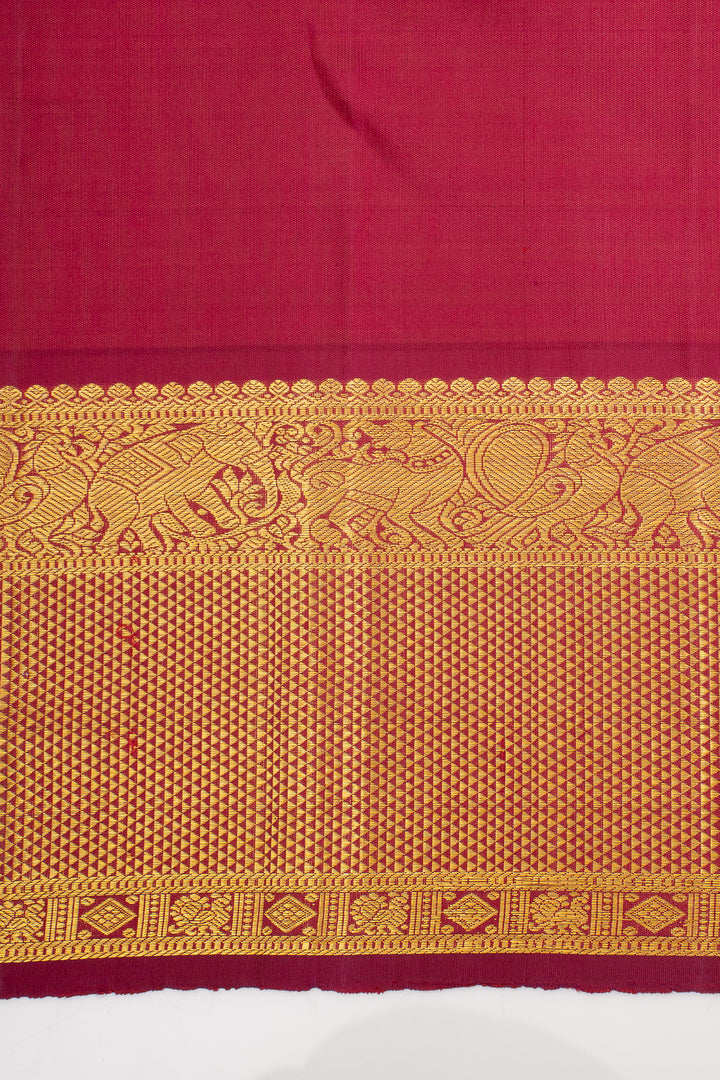 Yellow and Green Podikattam Pure Kanchipuram Silk Saree