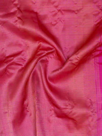 Yellow check and magenta pure Gadwal silk saree