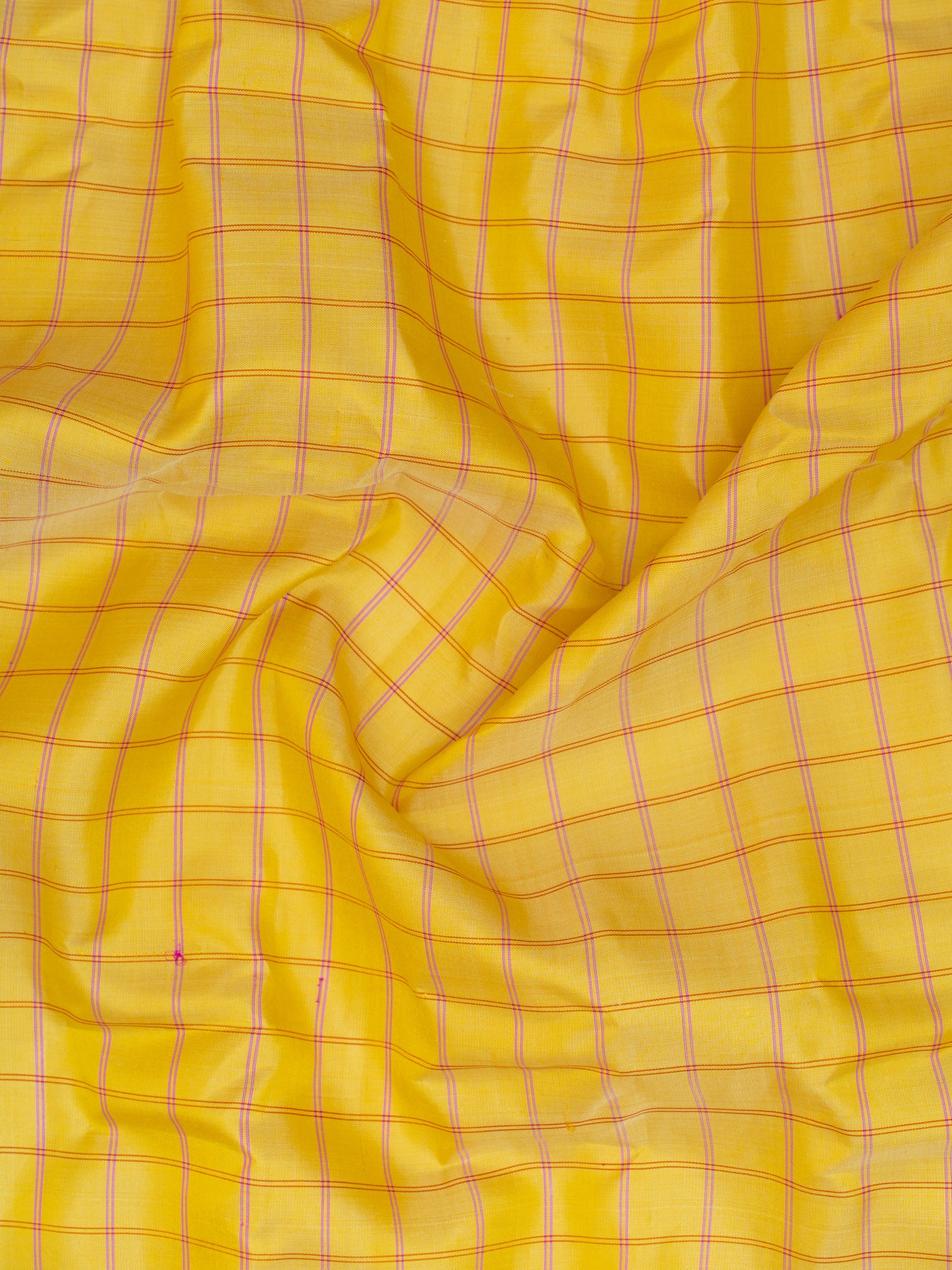 Yellow check and magenta pure Gadwal silk saree