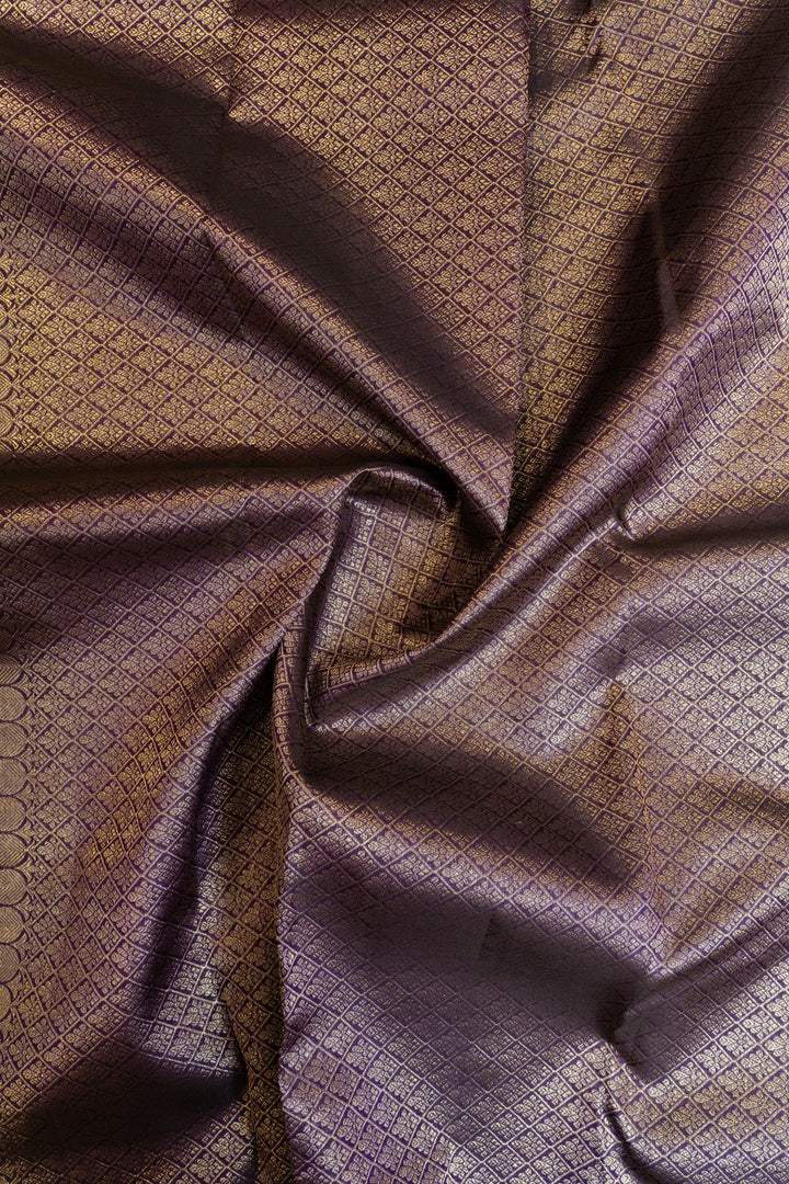 Purple vanasingaram borderless brocade pure Kanchipuram silk saree