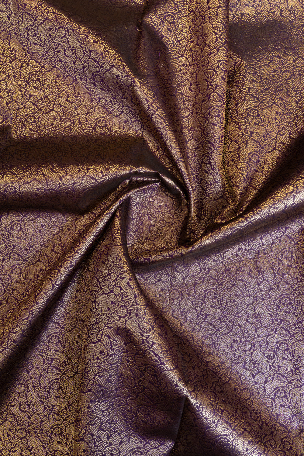 Purple vanasingaram borderless brocade pure Kanchipuram silk saree