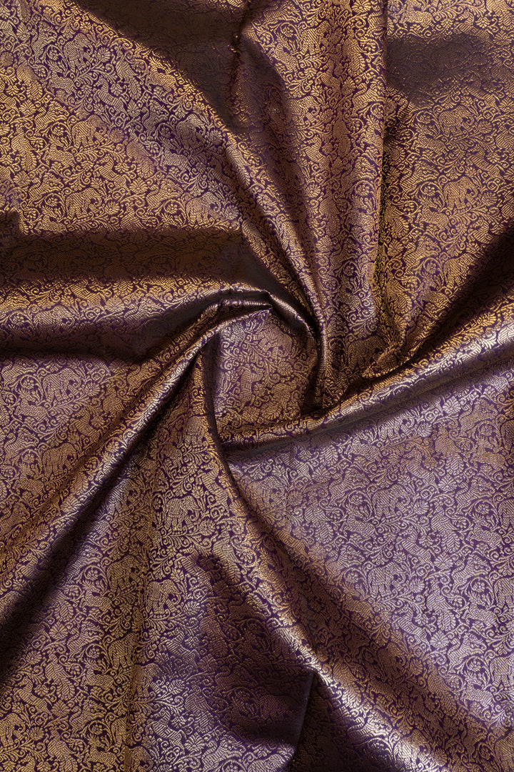 Purple vanasingaram borderless brocade pure Kanchipuram silk saree