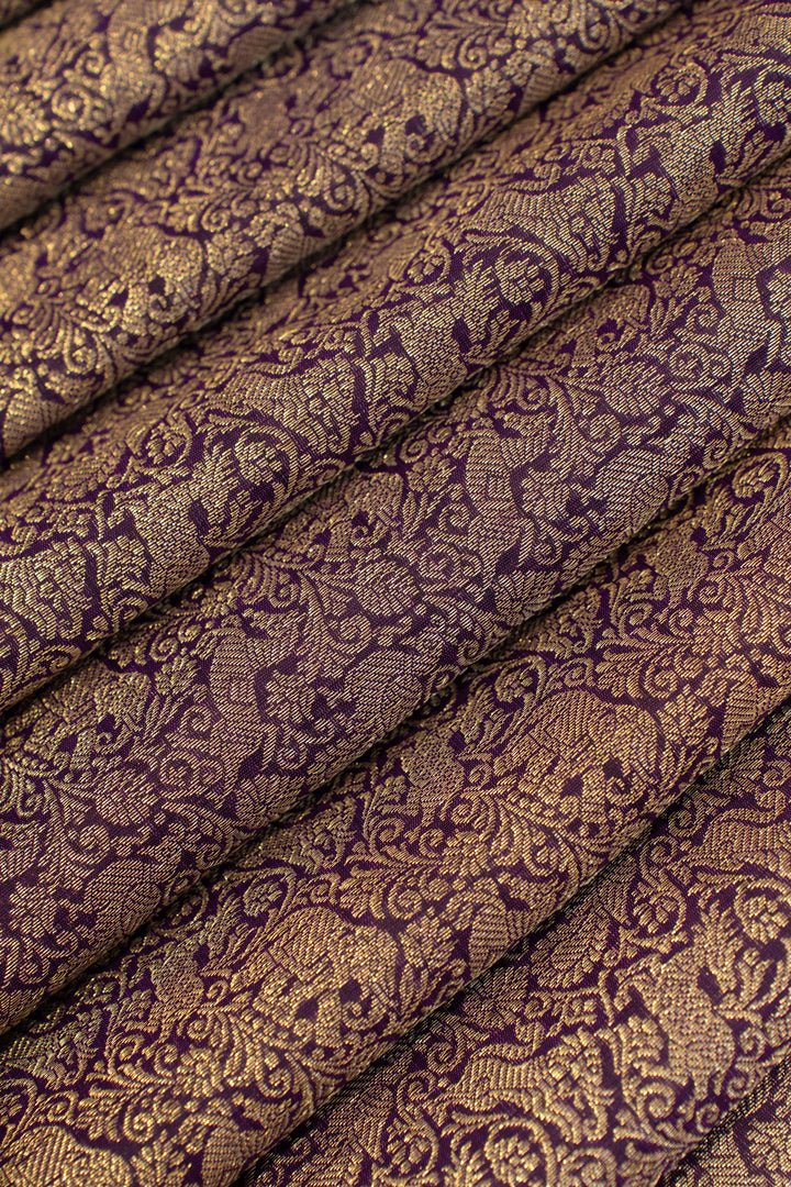 Purple vanasingaram borderless brocade pure Kanchipuram silk saree