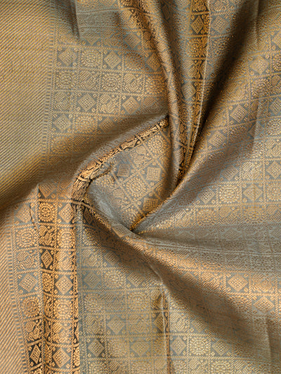 Mauve and Grey Rettai Pettu Pure Kanjivaram Silk Saree