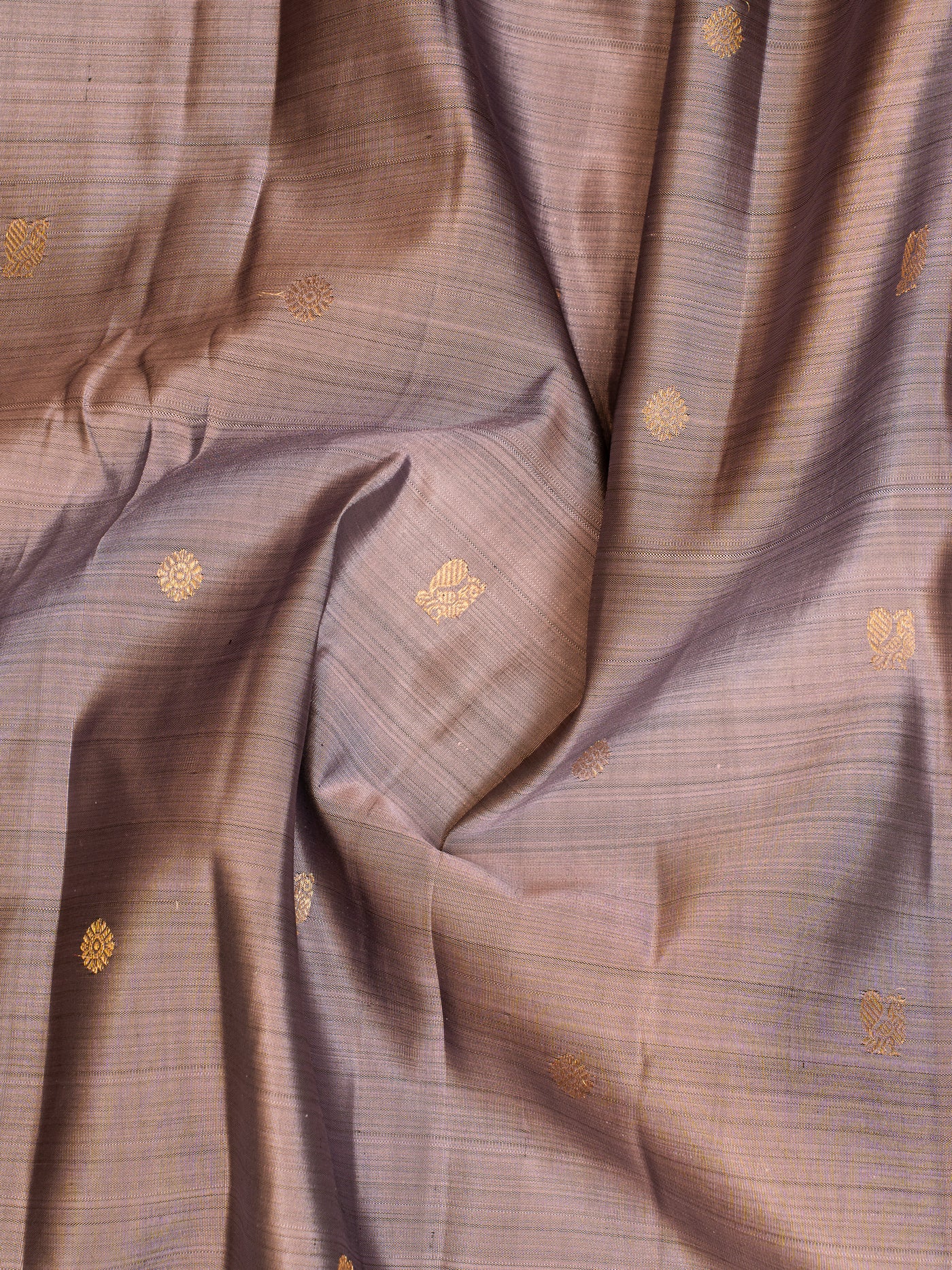 Mauve and Grey Rettai Pettu Pure Kanjivaram Silk Saree