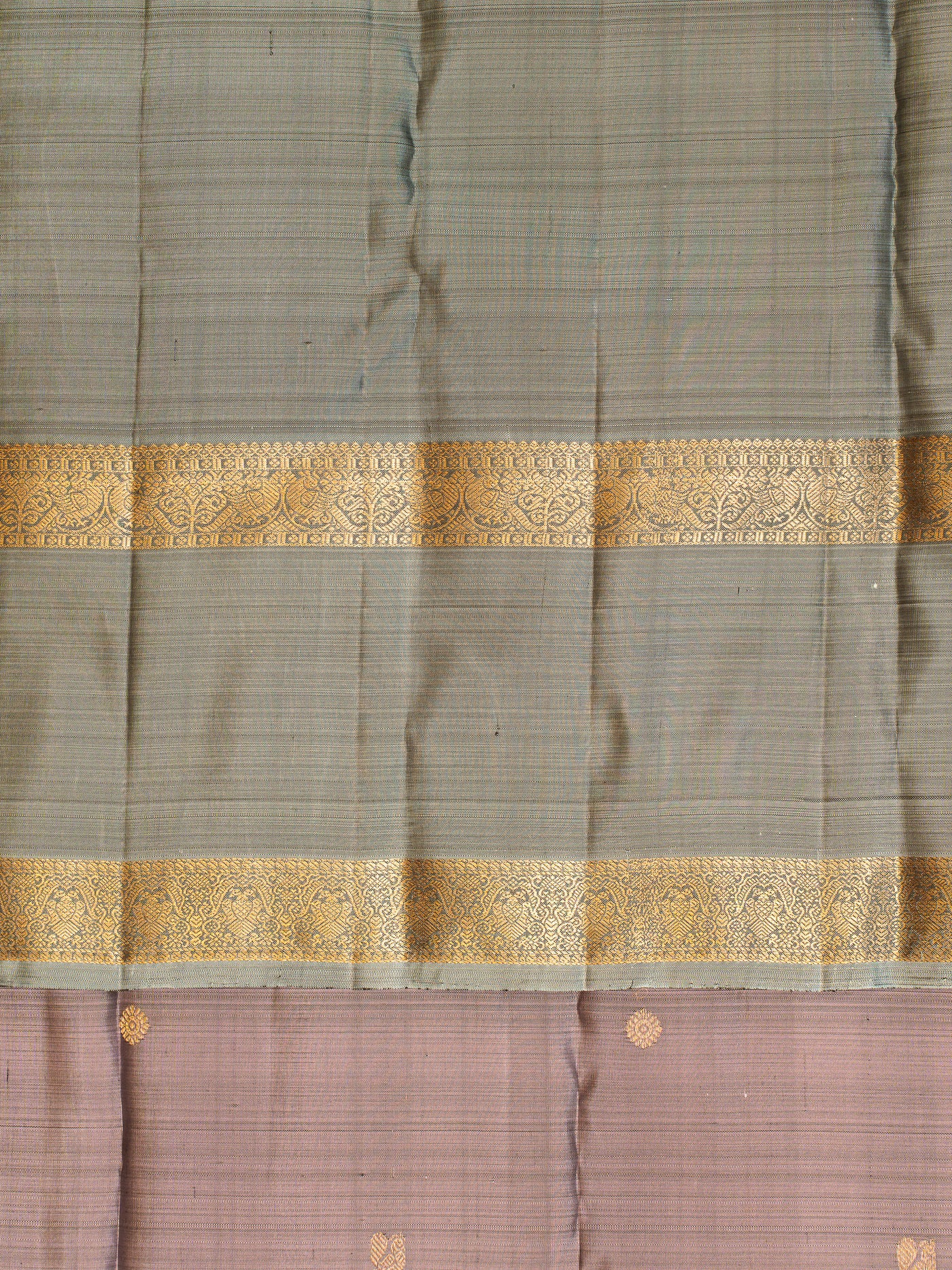 Mauve and Grey Rettai Pettu Pure Kanjivaram Silk Saree