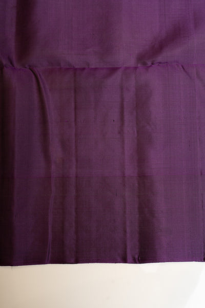 Off white and jamun purple pure soft silk saree