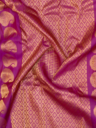 Rouge pink and magenta pure Gadwal silk saree