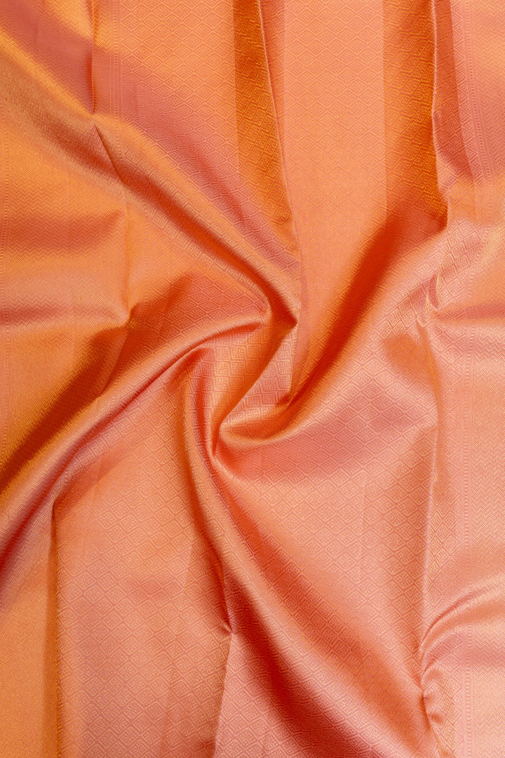Peach pink brocade pure Kanchipuram silk saree