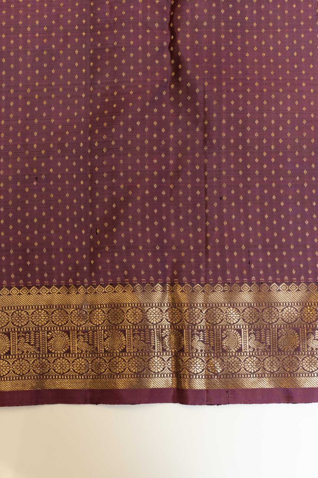 Bottle green zari checks buttis pure Kanchipuram silk saree