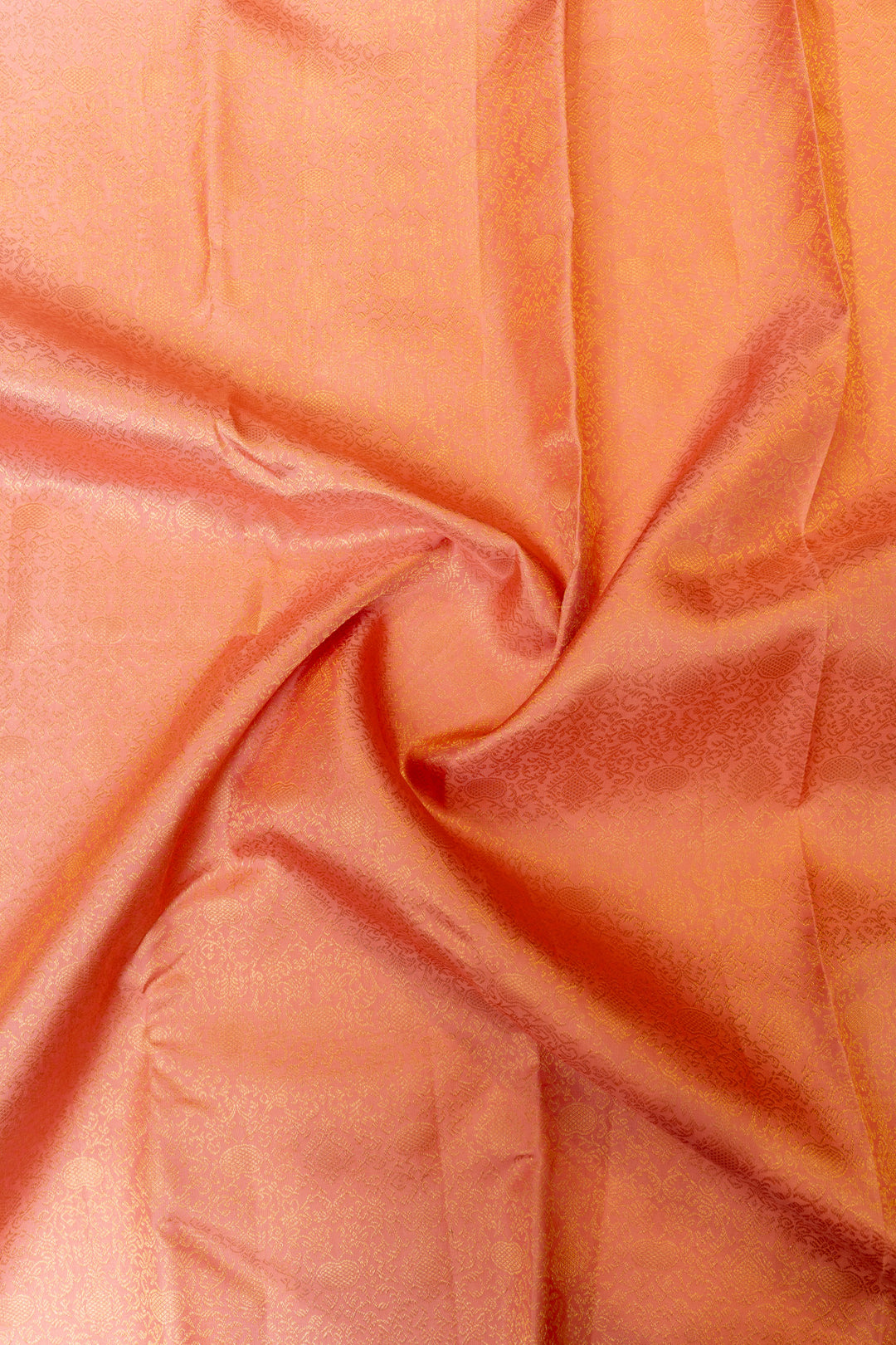 Peach pink brocade pure Kanchipuram silk saree