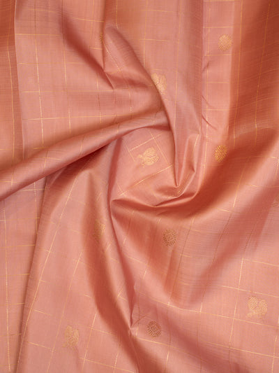 Salmon Peach Traditional Pure Kanjivaram Silk Saree