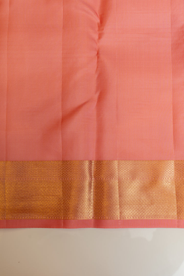 Peach pink brocade pure Kanchipuram silk saree