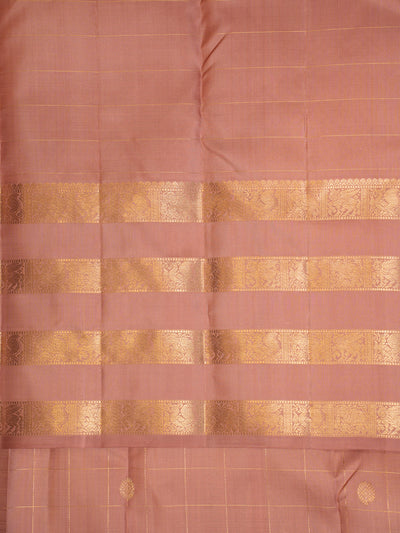 Salmon Peach Traditional Pure Kanjivaram Silk Saree