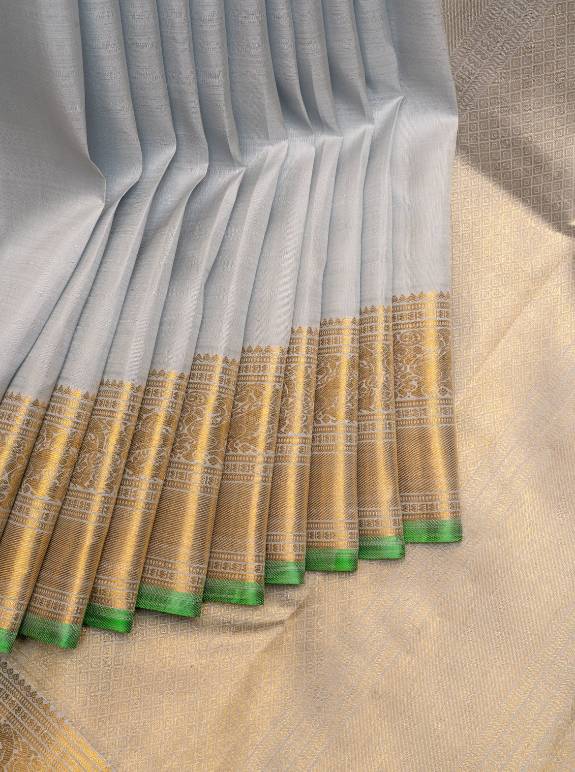 Grey Pure Kanchipuram Silk Saree - Clio Silks