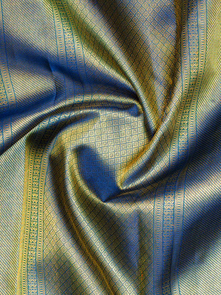 Peacock Blue Pure Kanchipuram Silk Saree - Clio Silks