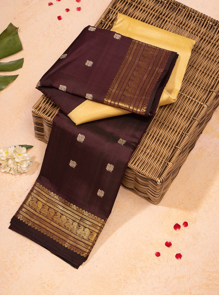 Jamun Purple Mupagam Pure Kanchipuram Silk Saree - Clio Silks