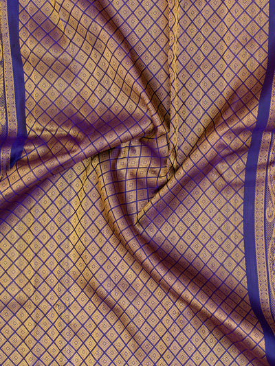 Olive Green and purple pure Gadwal silk saree