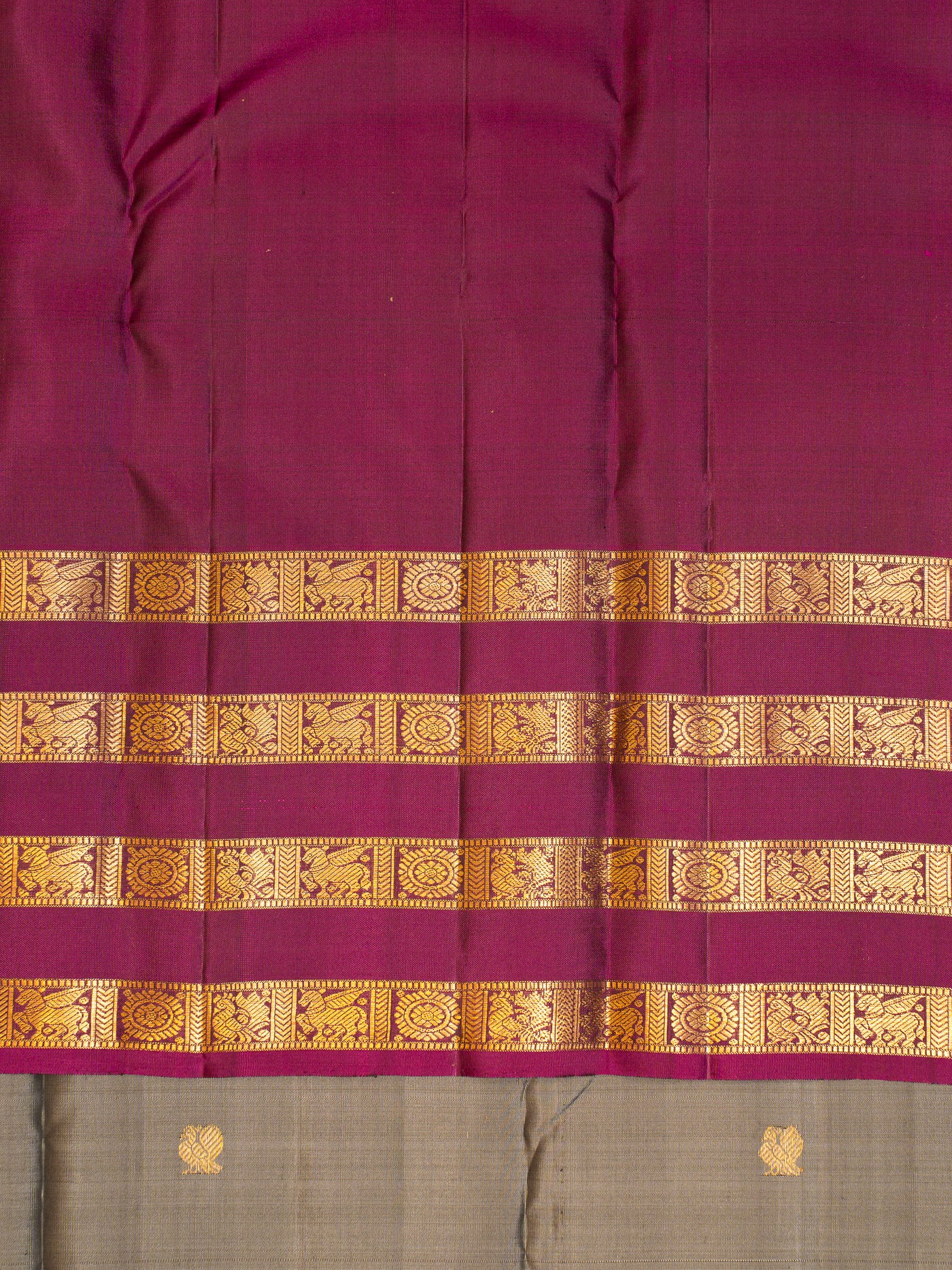 Grey and Magenta Pure Kanchipuram Silk Saree