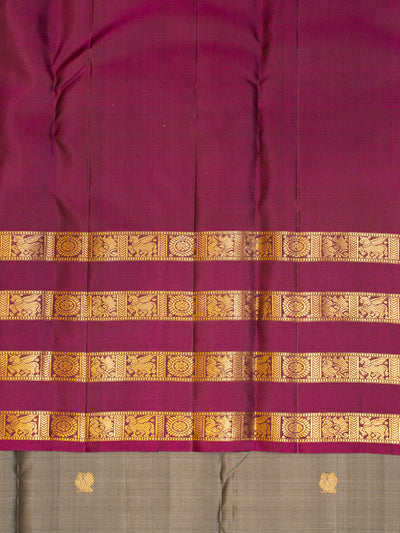 Grey and Magenta Pure Kanchipuram Silk Saree