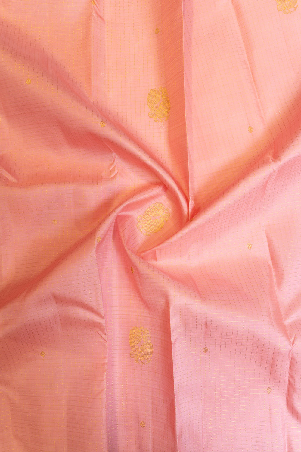 Baby pink vairaoosi checks pure Kanchipuram silk saree