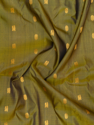 Olive Green and purple pure Gadwal silk saree