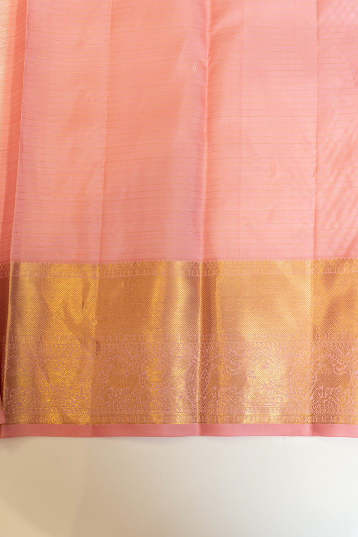 Baby pink vairaoosi checks pure Kanchipuram silk saree